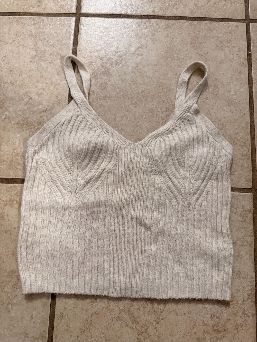 EUC Auden Cream Ribbed Knit Bralette/Cami